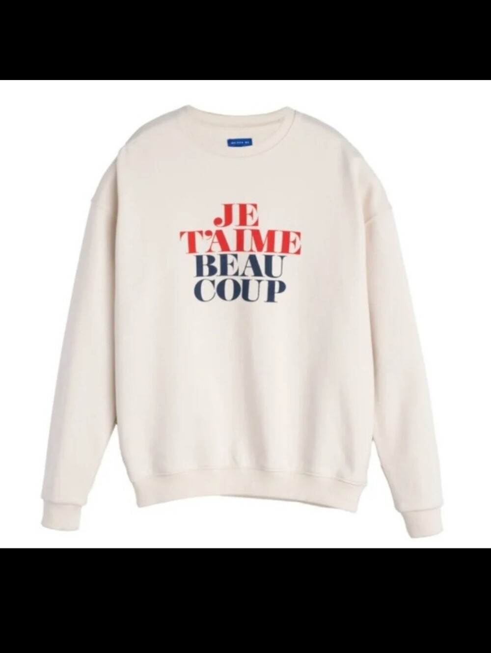 Maison Me Women's Je T'aime Sweatshirt in Cream.